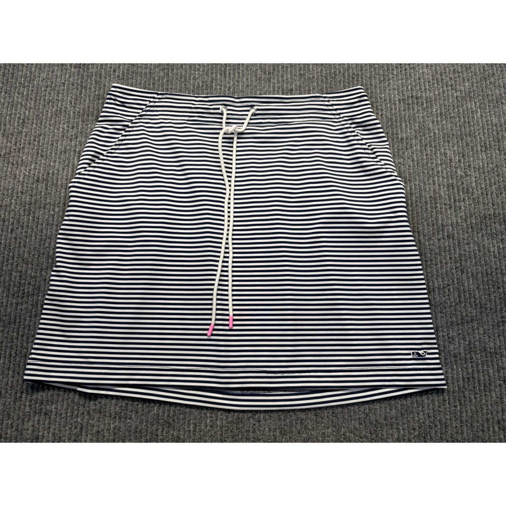 Vineyard Vines Navy White Striped Drawstring Skirt Small Pockets Nautical